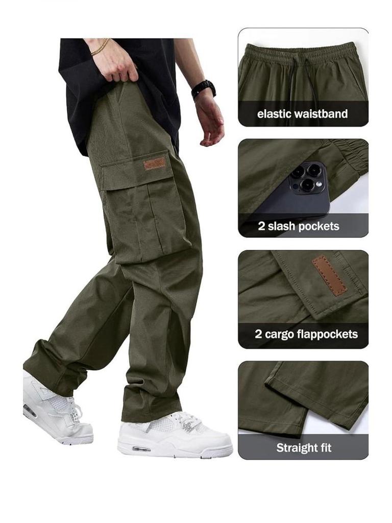 2024 Men's Summer Cargo Pants with Drawstring – Multi-Pocket, Casual Fit