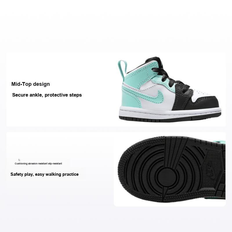 Air Jordan 1 Mid TD Tropical Twist Sneakers dla niemowląt Zielony Biały Czarny 640735-132