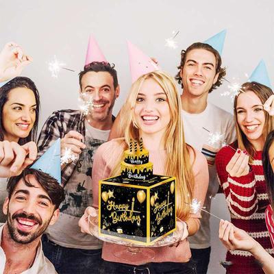 1pcs Birthday Cash Gift Box with Cake Card Funny Pumping Money Box Creative Birthday Gifts for Men Women