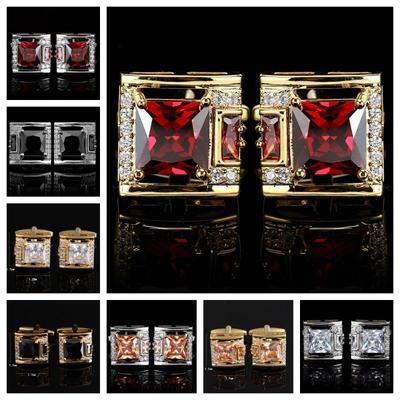 Boutons de manchette pour homme Black Diamond – Accessoire de costume français luxueux avec motif de pierres précieuses carrées
