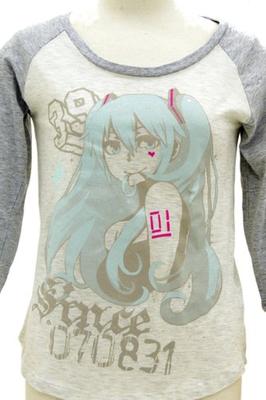 Hatsune Miku Girls Cut and Sew Oatmeal X Heather Gray GIRLS M CHAN×CO Ver. Size