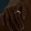 Fashion Commuter Must Enter, Unique Copper Plated 18K Real Gold Inlaid Glass Bead Ring, Women'S Niche Simple Ring