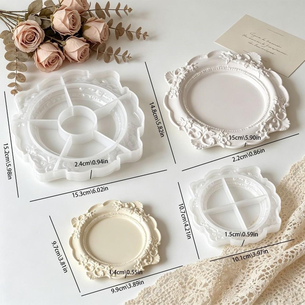 Vintage Floral Relief Jewelry Storage Tray Rose Embossed Storage Bowl  Home Decoration