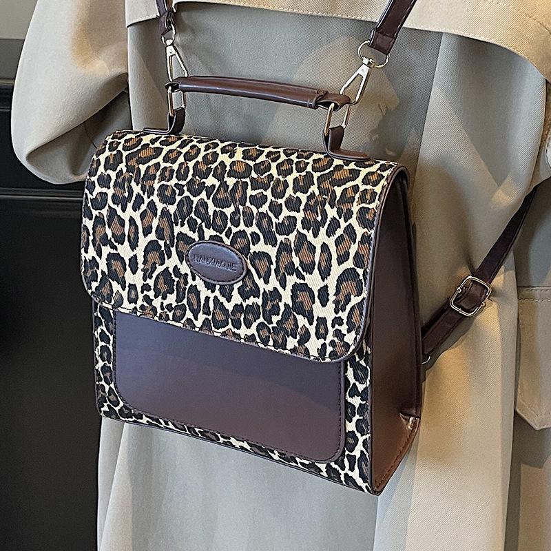 Popular Leopard Print Backpack for Women New Crossbody Bag for Women Ins Niche Versatile One-shoulder Handbag