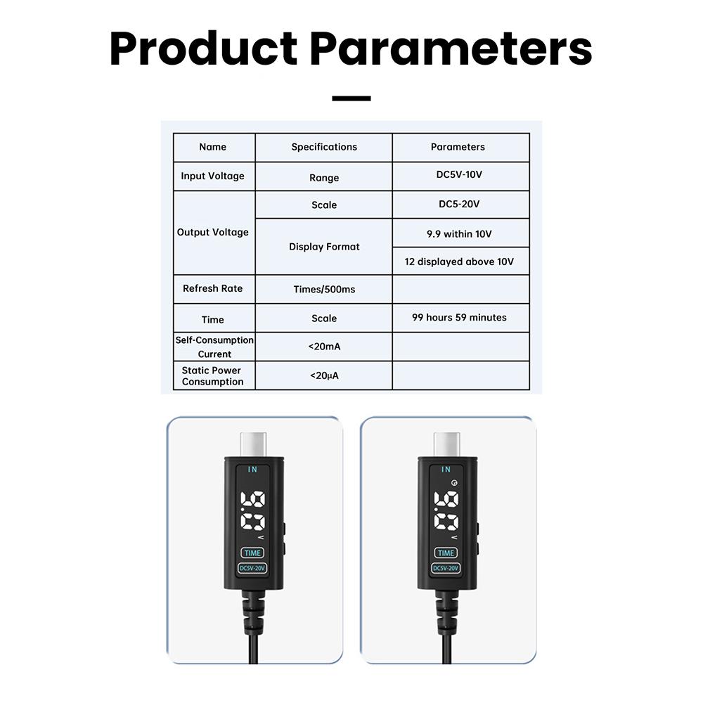 USB Adjustable Boost Converter DC 5-10V To DC 5-20V Step-up Converter Fast Charging Cable for Router Laptop Desk Lamp