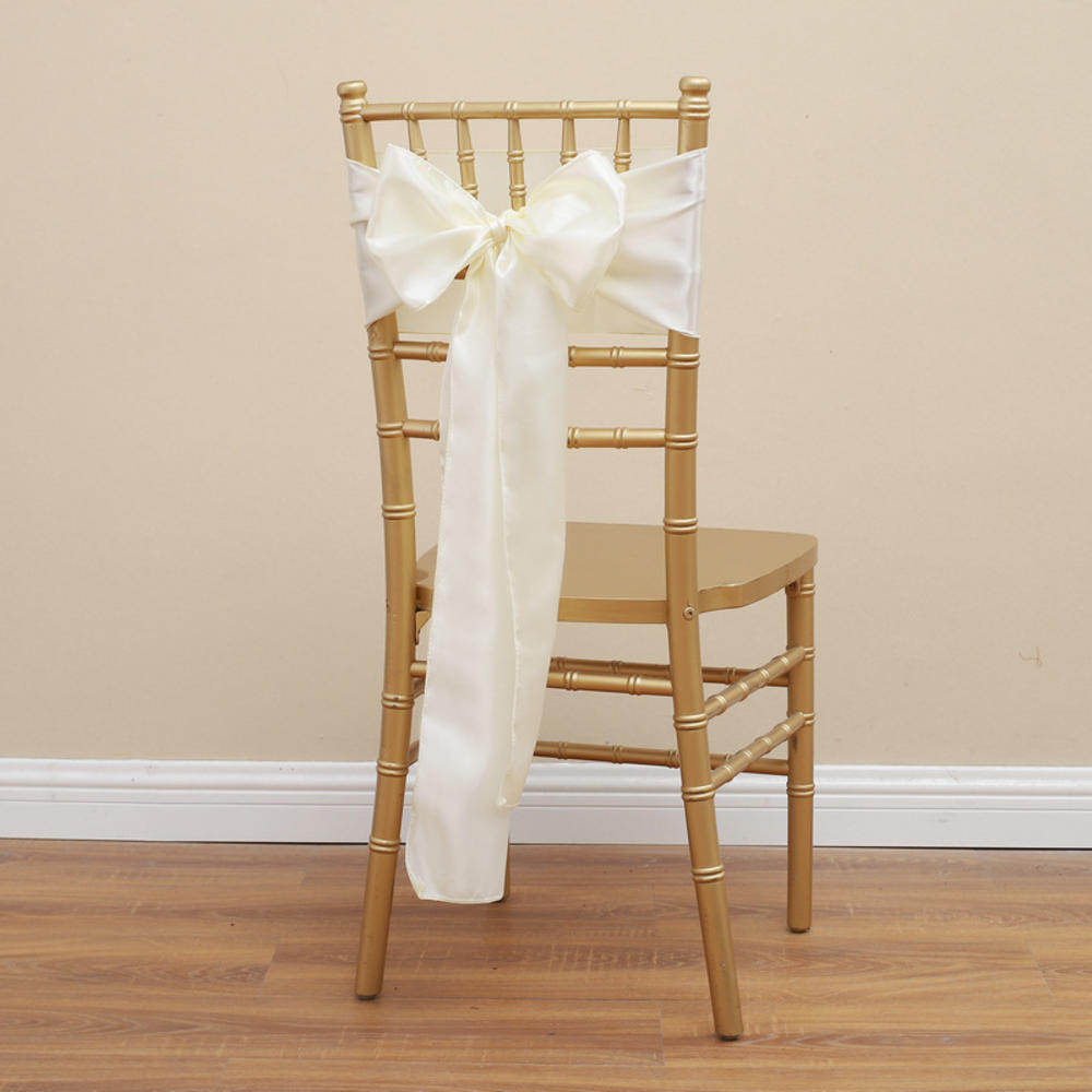 

Wedding Decoration Spandex Chair Sashes Ready Made Bow Tie No Need To Tie Stretch Bands BIrthday Party Holiday Hotel Festival кремовый