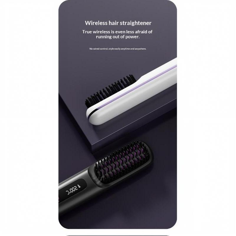 Negative Ion Cordless Hair Straightener Brush Anti-Scald Lightweight Fast Heating Hair Styler for Women Travel Gift