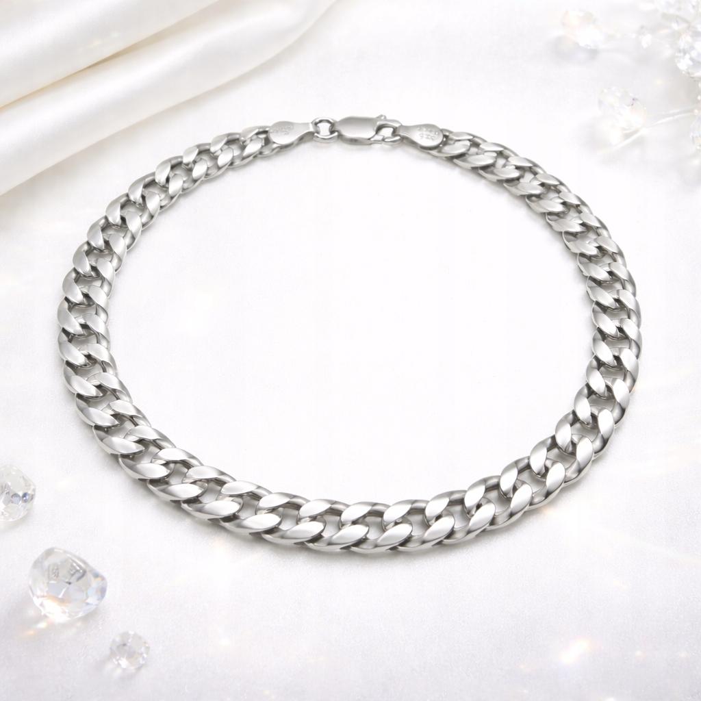 Men' Silver Bracelet SOLID 7mm 925 SILVER Bracelet Armor Gift
