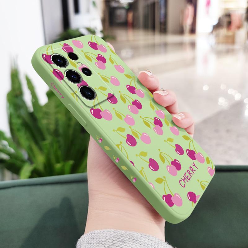 

Purple Cherry Phone Case For Samsung Galaxy S25 S24 S23 S22 S21 S20 S10 S10E Ultra Plus FE Note 20 Ultra Plus Cover Galaxy S24 Plus светло-зеленый