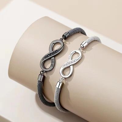 Black Mobius Loop Couple Bracelets Woven Hand Ropes For Men And Women Matching Pair Romantic Gift With