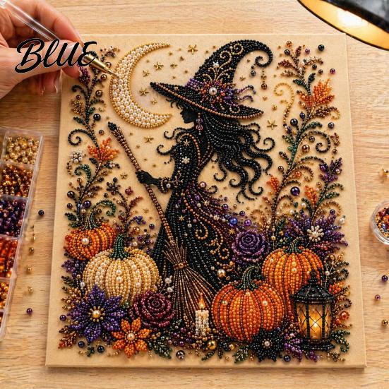 Handmade Holiday Gift Ideas Halloween Faux Pearl Art DIY Kit Spooky Cute 3D Beads Painting Crafts Mosaic Crafts for Adults Gothic Ghost Pumpkin Cat