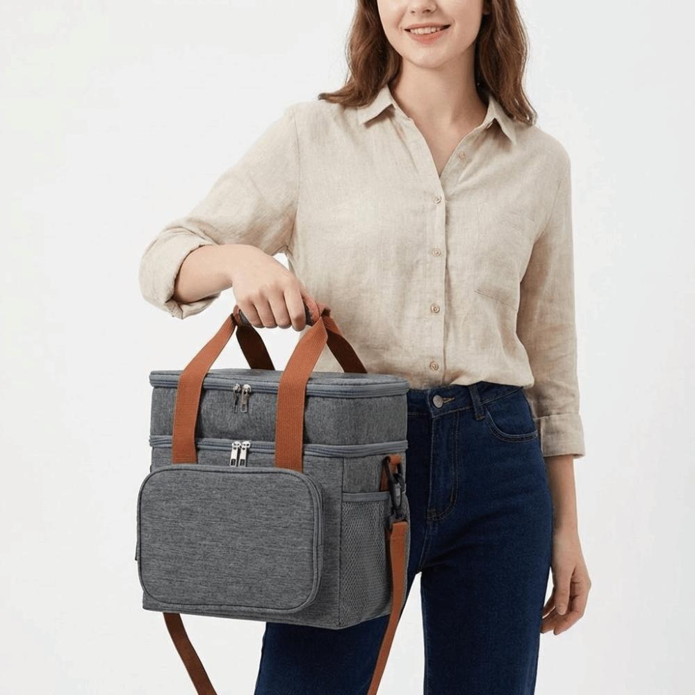 Large Capacity Insulated Lunch Bag Lightweight Adjustable Shoulder Strap Picnic Tote Bag Waterproof Handle