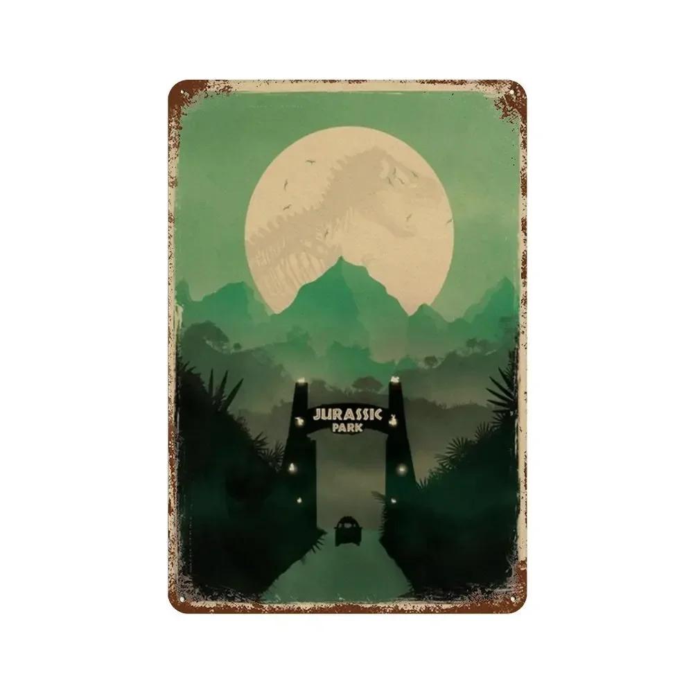 Jurassic Park Dinosaur Science Fiction Movie Sign Decor Metal Plate Poster Vintage Tin Sign Garage Man Cave Plaque Decoration