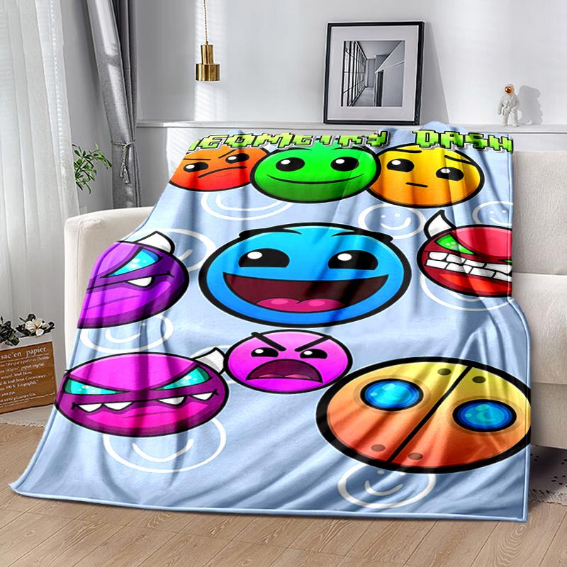 1pc Blanket Geometry Dash1 Print Design, Lightweight Blanket for Sofa, Bed- Soft &Warm, Gift for All Seasons like Christmas, Halloween