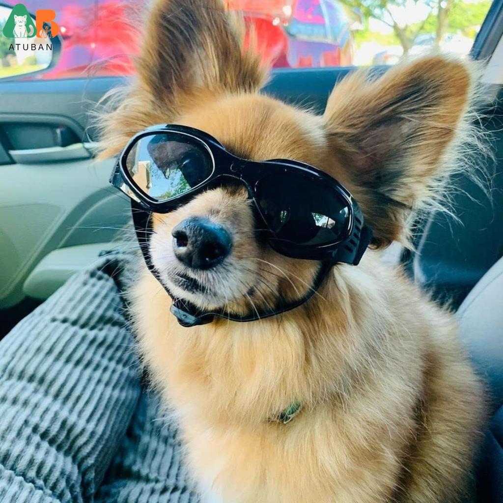 ATUBAN Dog Sunglasses for UV Protection Wind Protection Dust Protection Adjustable Strap Pet Glasses for Snow Beach Motorcycle