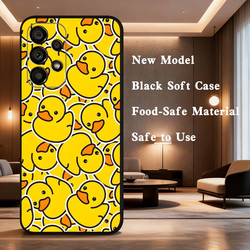Cute Little Yellow Duck Case For Samsung Galaxy A73,52,71,53,32,72,41,J7,22,Note,31,8,9,Soft Black Silicone Cover