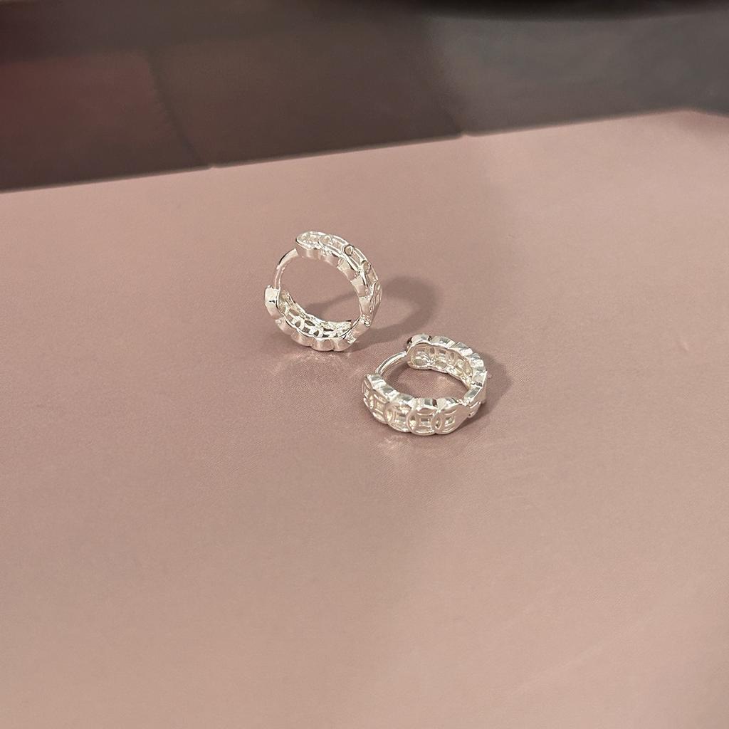 Copper Coin Silver Circle Design Sense Fashionable And Exquisite Sense Retro Simple Temperament Ear Buckle