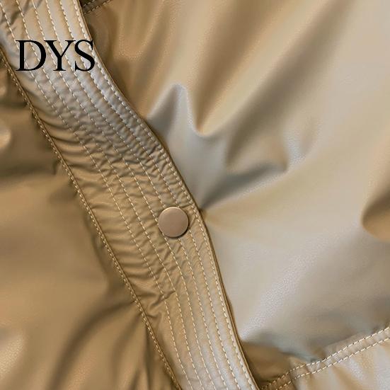 Women Daily Coat Winter Down Thickened Padded Stand Collar Pockets Single-breasted Windproof Zipper Closure Long Sleeves Heat Retention Warm