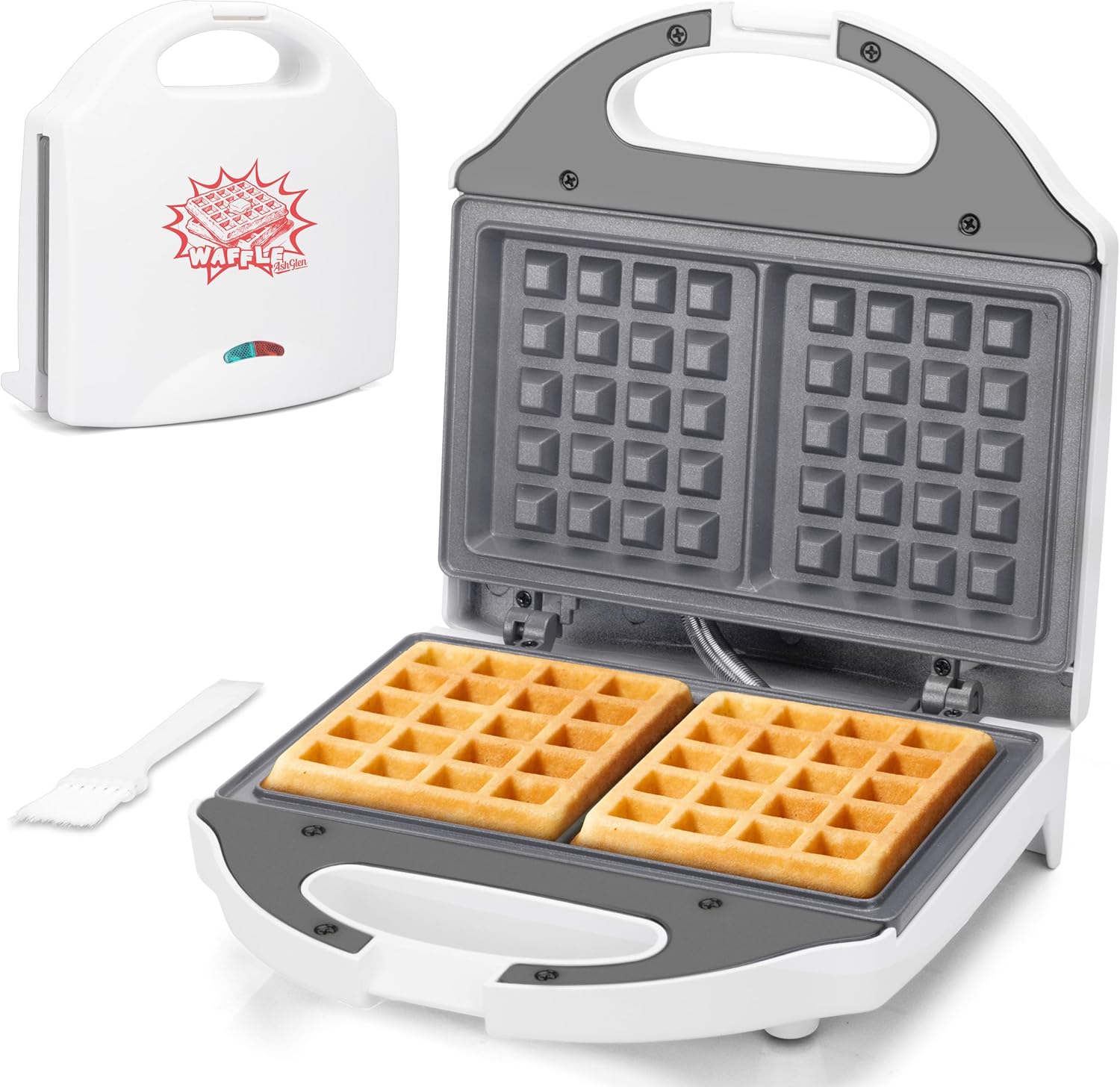 Ceramic Mini Waffle Maker 2 Slices, Belgian Waffle Maker, Double Small Waffle Maker, United States