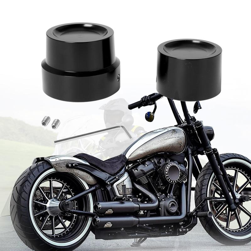 2x Motorcycle Front Axle Nut Covers Caps Aluminum Black/Chrome For Harley Sportster Touring Softail Dyna VRSC Fat Bob Wide Glide