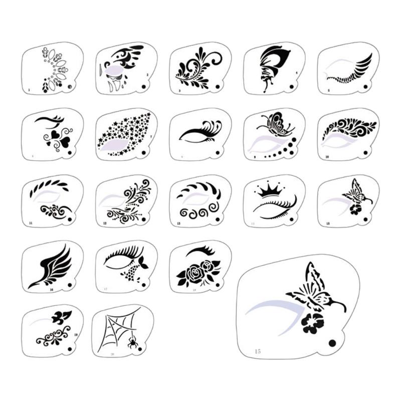 

20pcs Reusable Body Paint Stencils for Kids Fun Temporary Makeup at Parties Face Paint Templates for Creative Painting 1