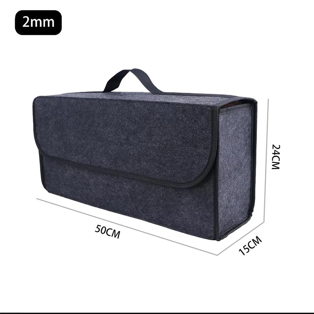 1PC Dark Gray Car Felt Storage Box Car Storage Bag Large Capacity Foldable Felt Storage Box Household Car Interior Accessories
