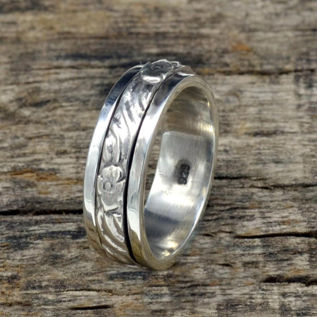 Anxiety  Spinner 925 Sterling silver Worry Ring,  Fidget Handmade Women Spinner Ring