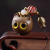 Green Sandalwood Cat Head Carved Incense Pendant & Keychain