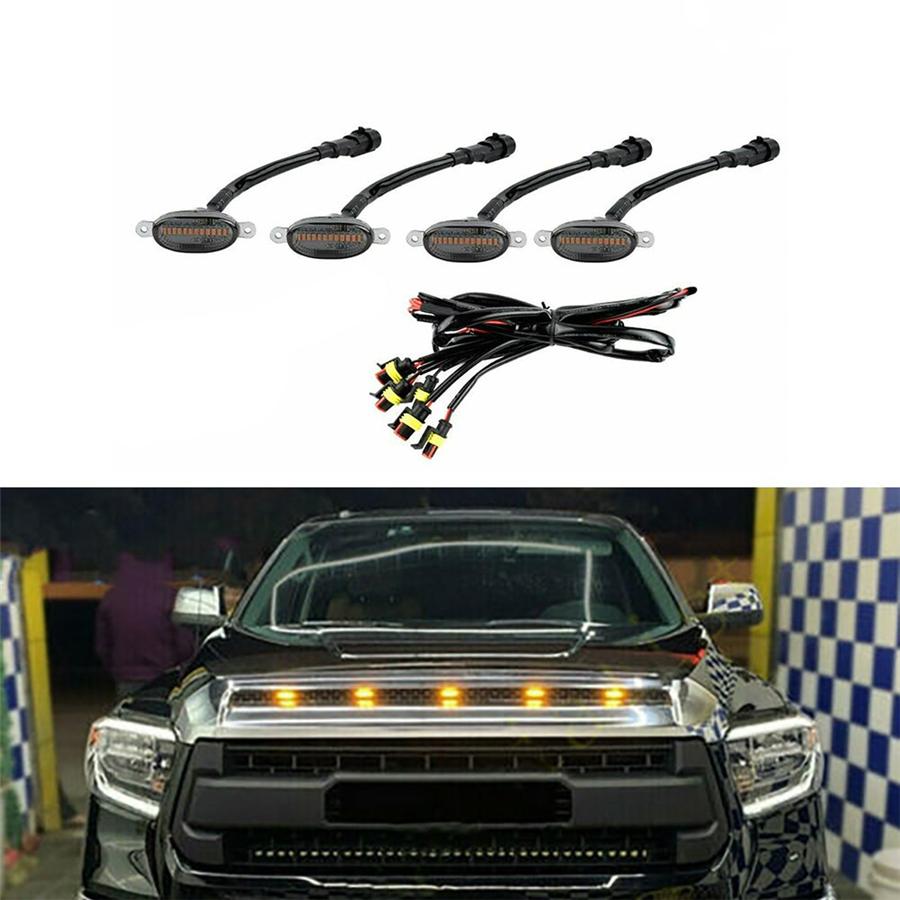 4xLED Front Grille Running Lights Smoked Lens For Ford F150 F250 F350 Raptor