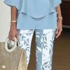 Summer 2 Piece Outfit for Women Half Sleeve Crew Neck Top And Long Pants Travel Vacation Lounge Sets
