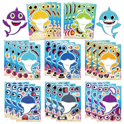 8 Cartoon Shark Make A Face Face Change Sticker DIY Hand Account Small Card Mobile Phone Case Decoration