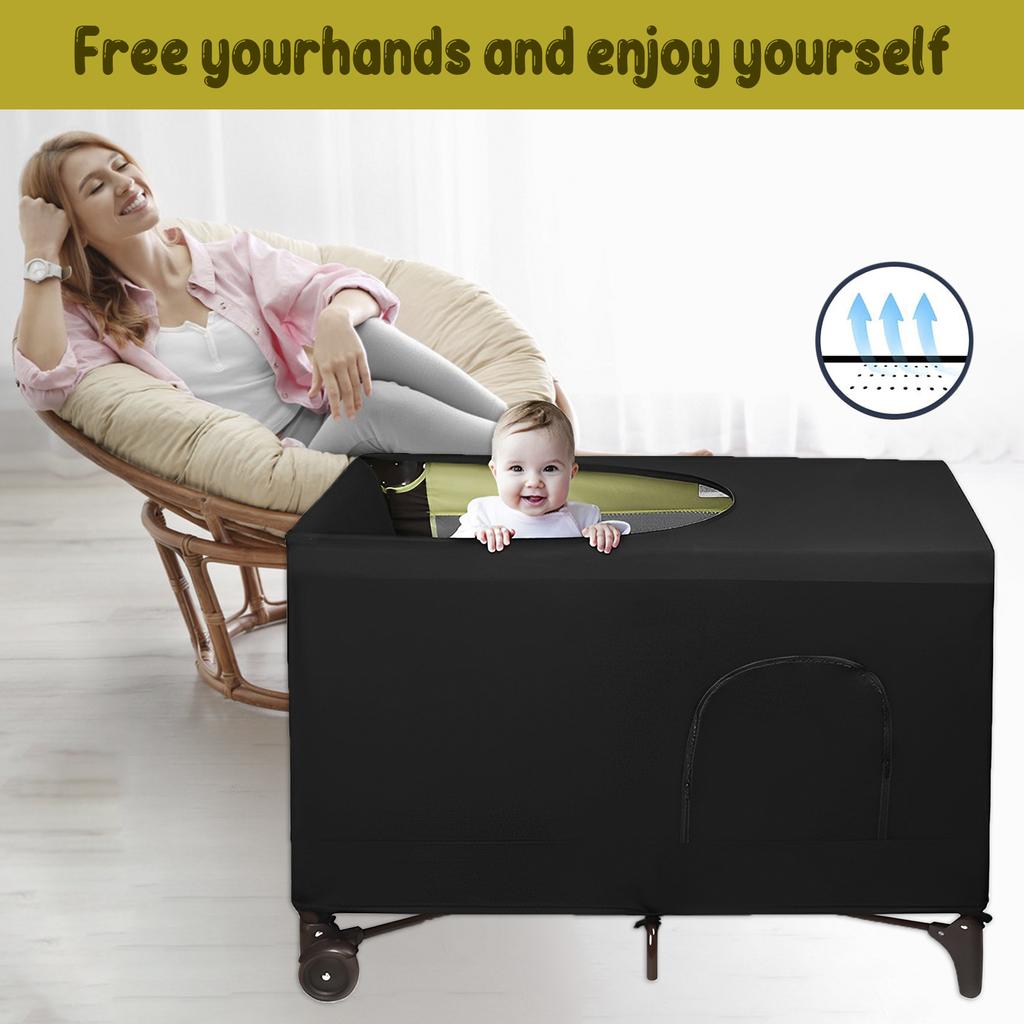 Baby Bed Cover Blackout Crib Canopy Cover Breathable Stretchable Portable Baby Bed Blackout Tent Safety Compact Sunshade Travel