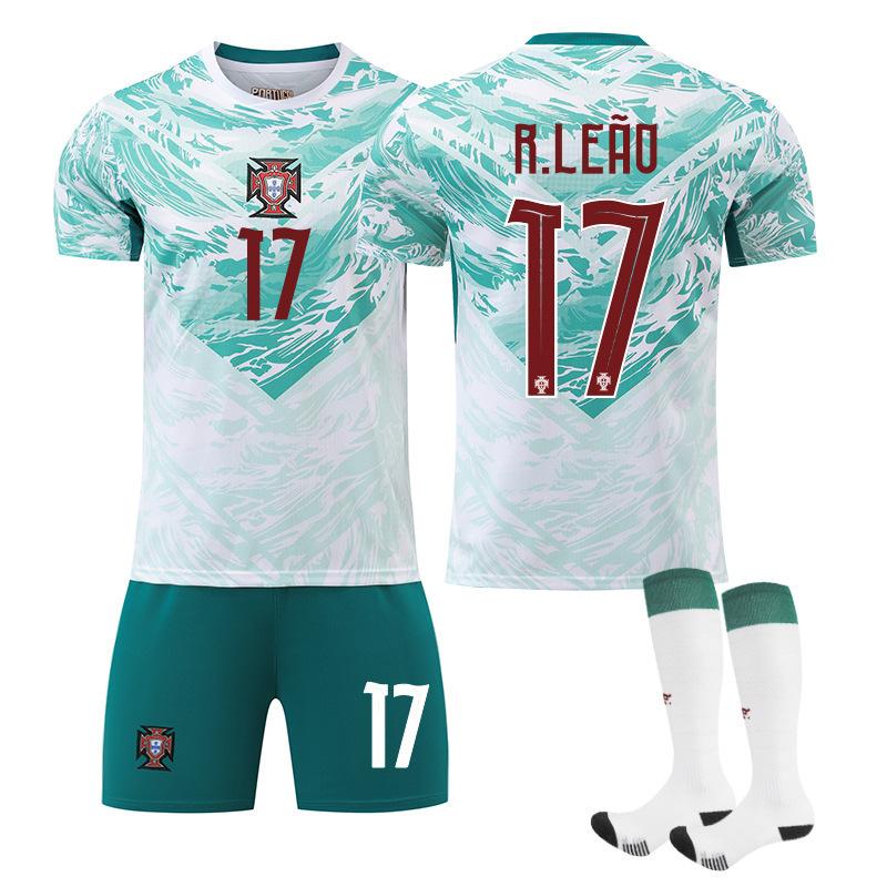 World Cup Portugal Away Football Jersey No. 7 Short-Sleeved Jersey Set Green Shorts