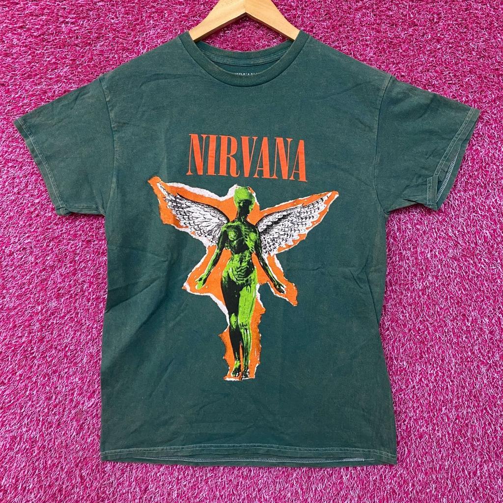 Nirvana In Utero Album Grunge Band Green 100% Cotton T-shirt Mens Tees Top