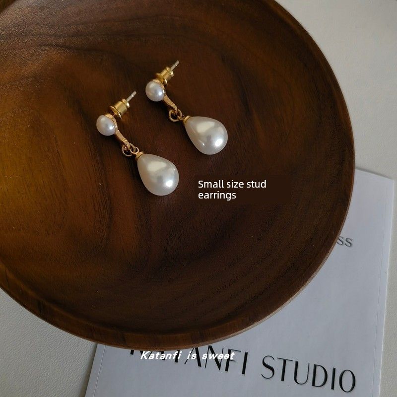 

Siteng Jingtian Retro Cheongsam Han Dynasty Earrings Female Pearl Small size pearl white stud earrings