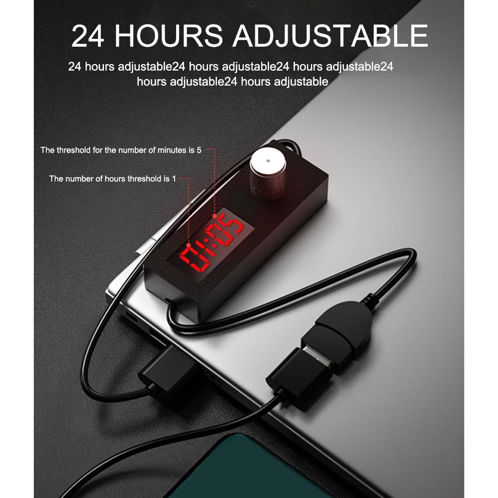 Automatic USB Countdown Timer Power Off Switch with 24H Adjustable Timing for Fish Tank and Appliance Management