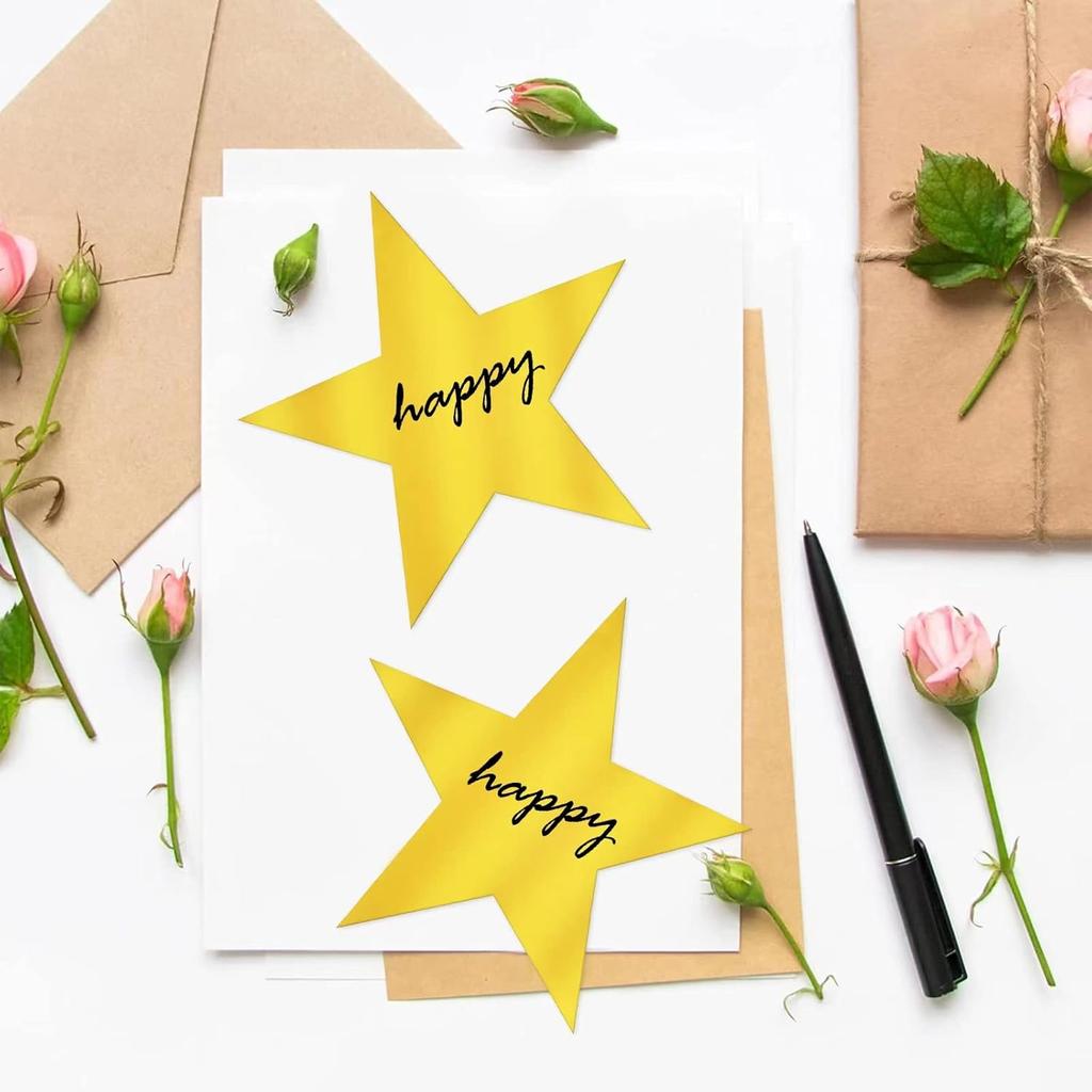 40 Pcs Metallic Star Cutouts Double Printed Paper Stars Decoration for Wedding Movie Night Party Supplies Bulletin Board Classroom Wall Decorations