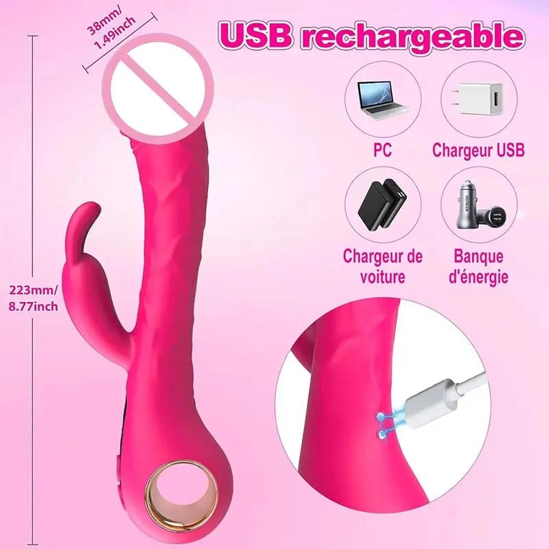 2 IN 1 LCD Display G-spot Rabbit Vibrator Clitoral Stimulator Realistic Dildo G-Spot Adults Sex Toys for Women Sex Machine