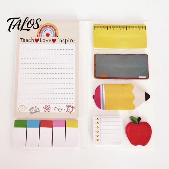 Thick Paper Notes for Journaling Teacher Themed Sticky Notepads Set, Campus Theme Smooth Notes, Cartoon Set Creative Index Stickers Portable