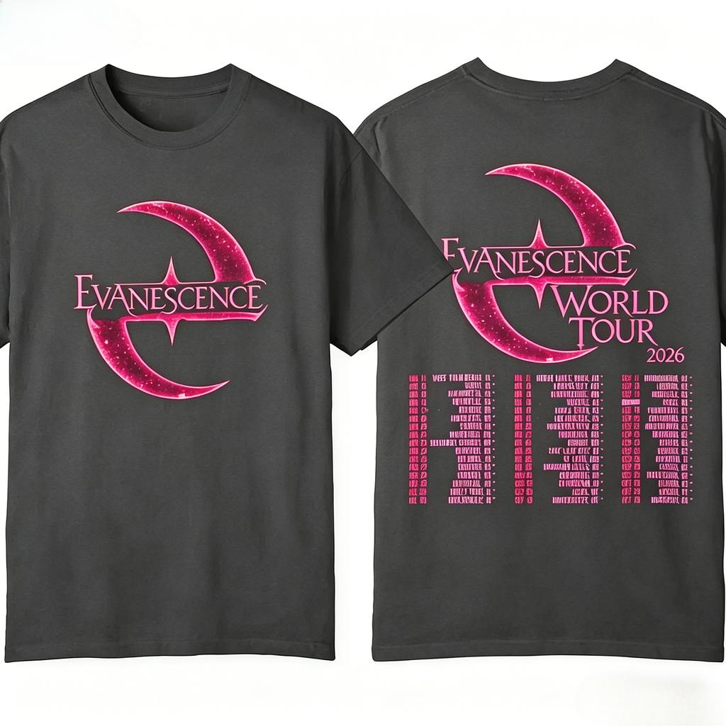 Evanescence Tour 2026 Concerto Maglietta in Puro Cotone Comoda Traspirante Alta Qualità Estiva Nuova Abbigliamento Unisex Donna T Shirt