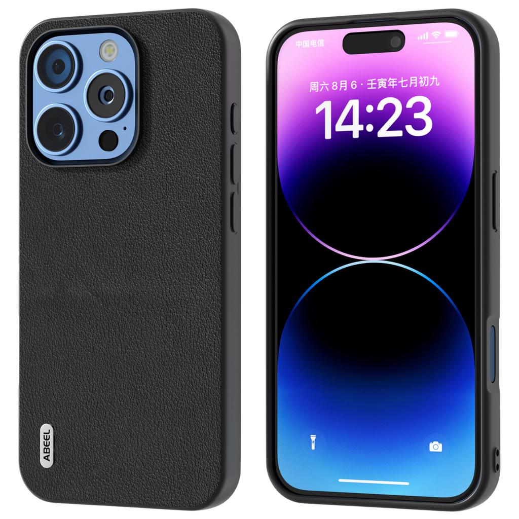 ABEEL For iPhone 16 Pro Max Case Anti-Scratch Genuine Cow Leather Back Phone Cover