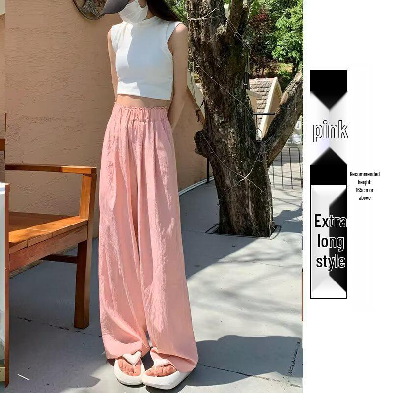 

Ленивые плиссированные брюки палаццо из ледяного шелка: Стройнящие, Модные и Повседневные Летние Брюки XXXL розовый