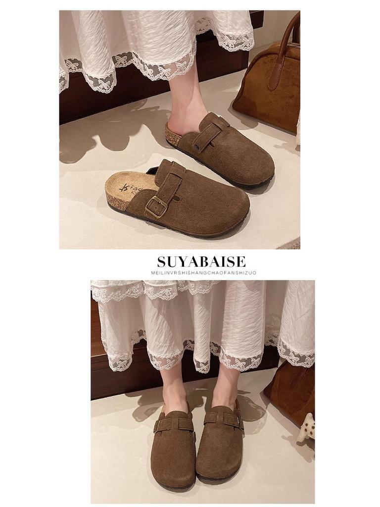 2025 Versatile Unisex Birkenstock Retro Closed-Toe Cork Sole Sandals with Thick Sole and One Strap