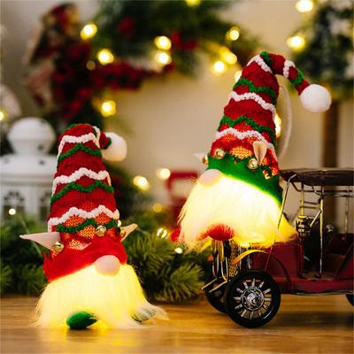 2024 Weihnachts-Elf-Puppe mit LED-Licht für Zuhause Leuchtende Dekoration Schreibtischornament Weihnachtsgeschenk für Kinder