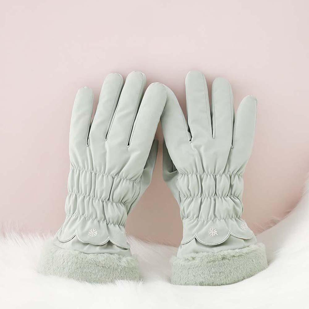 Down Cotton Satin Anti-cold Gloves Soft Finger Mittens Plush Thickened Gloves  Autumn