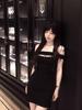 Pure Desire One-Shoulder Black Rivet Dress - Slimming Bodycon Style for Women
