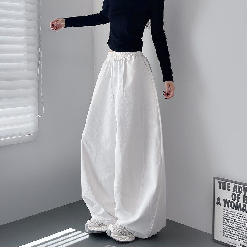 

White Wide-Leg Pants for Women, Plus Size, Loose Fit, Large Cuffs, 2026 Spring, for Plus-Size Women, Relaxed and Comfortable, Sporty Walking Pants White Large Size XL