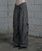 ETRE AU SOMMET Panel Line Shirring Wide Slacks (Gray)