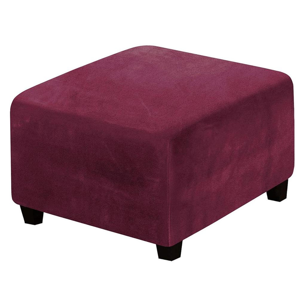 Elastic Anti-Scratch Ottoman Cover: Solid Color Footstool Protector for Home Use