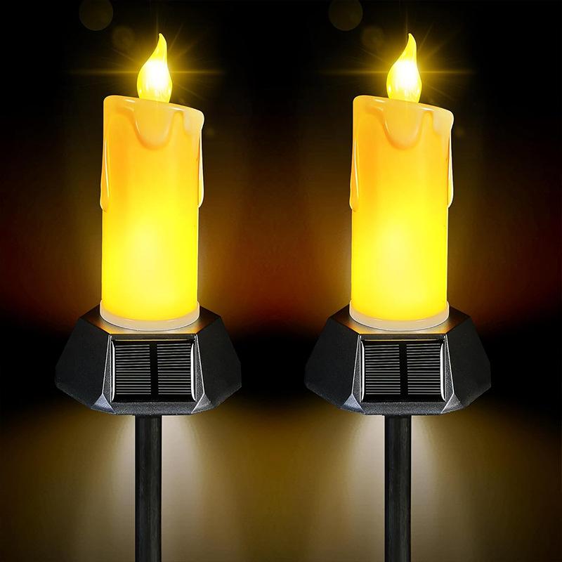 

2pack Solar Ground Lights - Outdoor Lawn Candle LED Lamps, Garden Decorative Atmosphere Lights for Camping